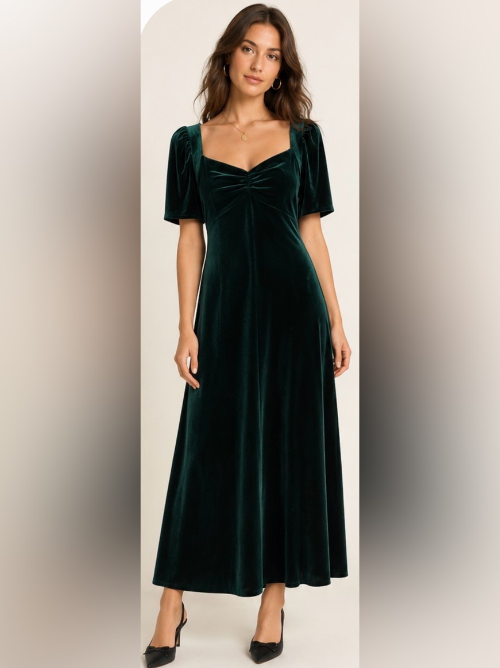 NWT DKNY Emerald Green Velvet Short Sleeve Maxi Dress - Size 12